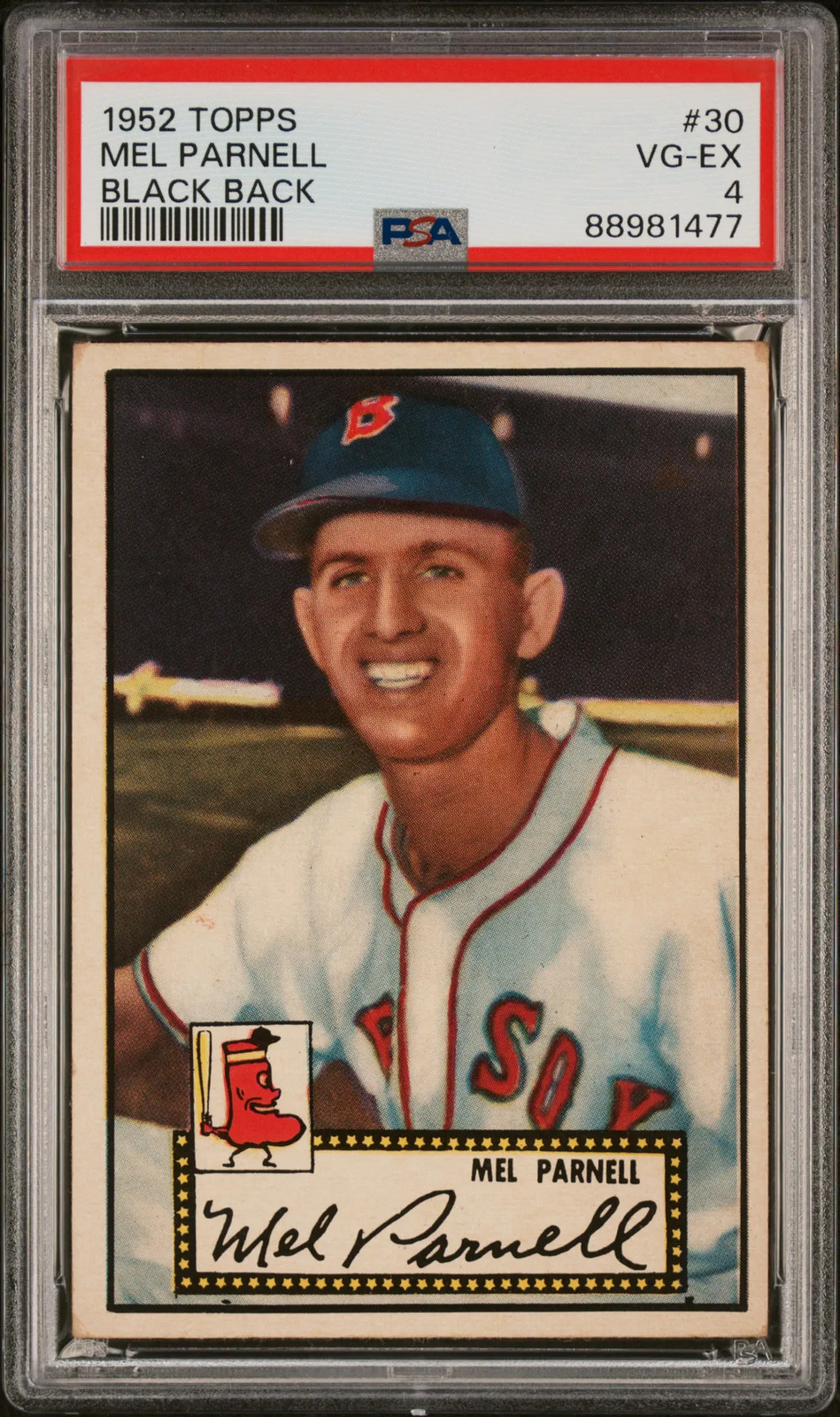 1952 Topps Mel Parnell #30 Black Back PSA 4
