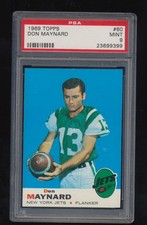 PSA 9  1969 Topps Football   Don Maynard  # 60   Mint