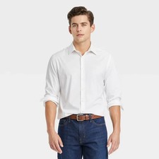 Goodfellow  Co Men's Button Down Dress Shirt Long Sleeve XL 17-17.5 White