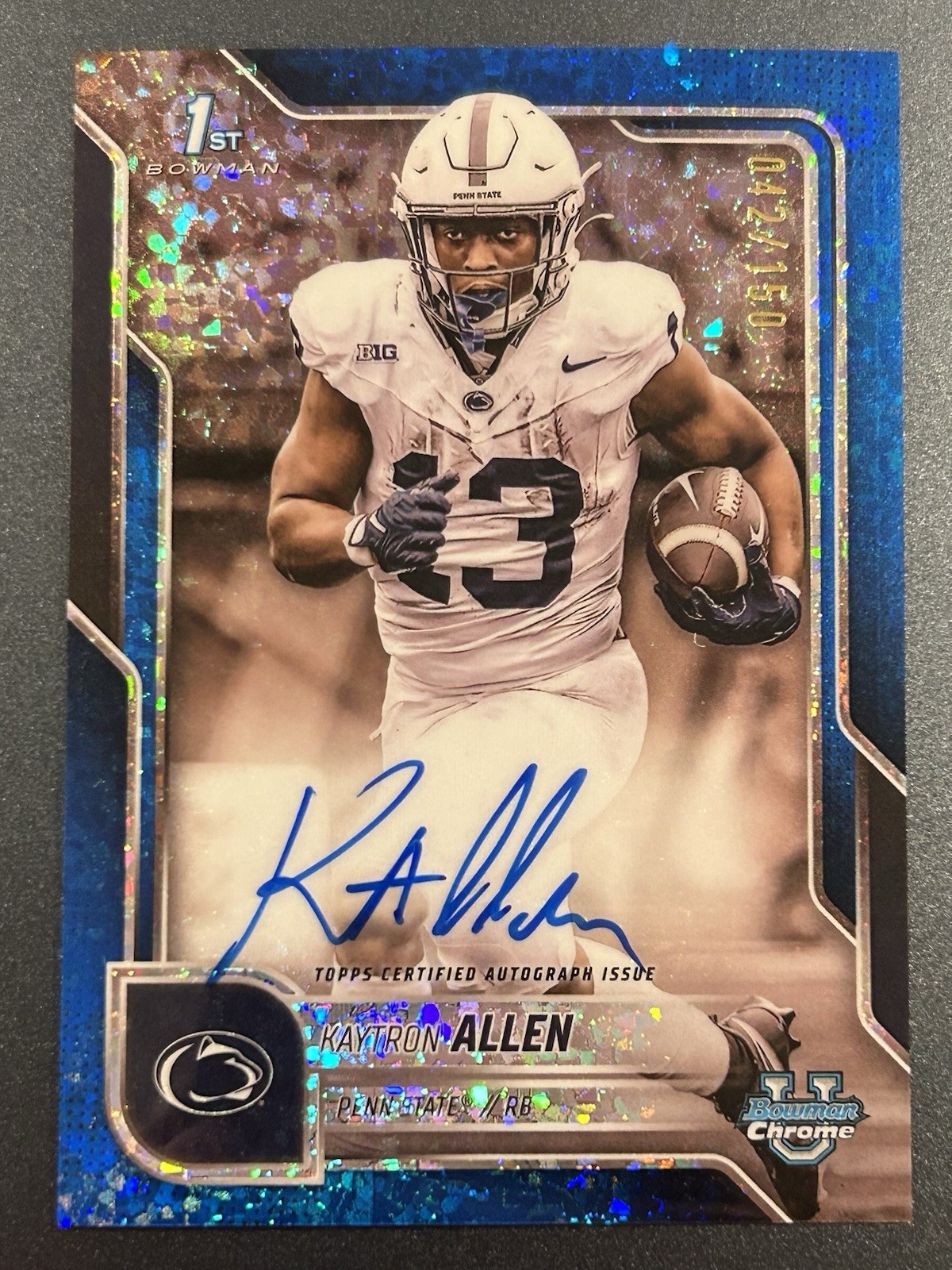 2025 Bowman Chrome U Kaytron Allen 1st Blue Mini-Diamond On-Card Auto /150 PSU