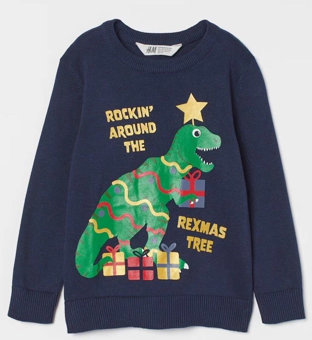 Neu entzückender H & M Rockin Around the Rexmas Tree Kleinkind Jungen Pullover Größe 2T