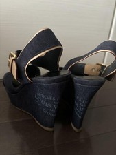 Louis Vuitton Monogram Denim Wedge Sandals US 7.5 Excellent Used No Box