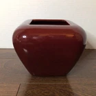 1989 Haeger Square Pot Planter #4347 Burgundy Red MCM Mid-Century Modern Pottery