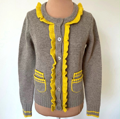 Marc Jacobs, Marc Jacobs Vintage Lambswool Knit Cardigan Button-Front Ruffle Pockets S