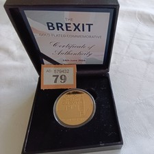 2016 United Kingdom Brexit 24ct Gold-Plated Proof Commemorative Medal coin UNC