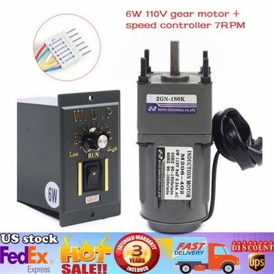 110V AC 6W 7.5RPM Speed Controller Electric Gear Motor with Gearbox High Torque