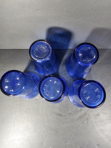 VTG Hazel Atlas Royal Lace Cobalt Blue Pitcher & 5 Glasses Set - Picture 9 of 15