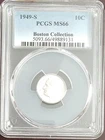 1949-S Roosevelt Dime Boston Collection MS66 PCGS Blue Label