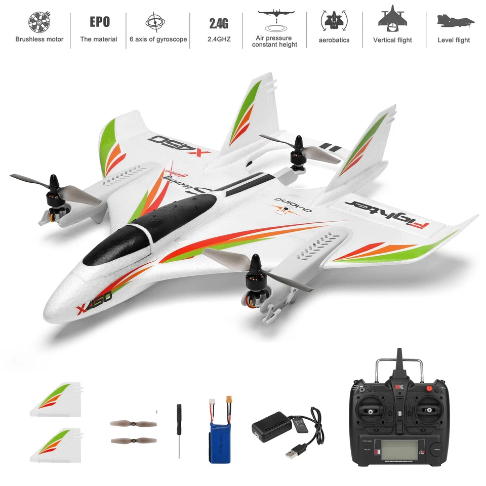 WLtoys XK X450 RC Airplane Brushless 2.4G 6CH 3D/6G LED Fixed Wing RTF - Image 2 of 4