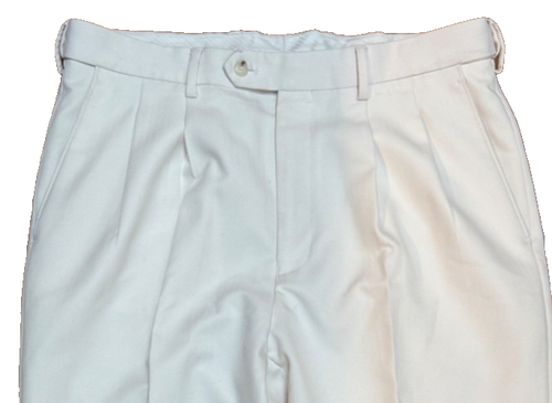 Pantaloni eleganti bianchi Paul Frederick uomo pieghettati e polsini taglia 35 x 31 (anni 90) - Foto 2 di 7