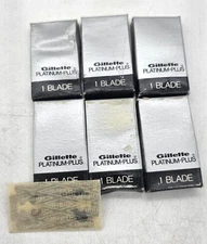 Vintage Gillette Platinum Plus Double Edge Safety Razor Blade 6PK, NOS, USA made