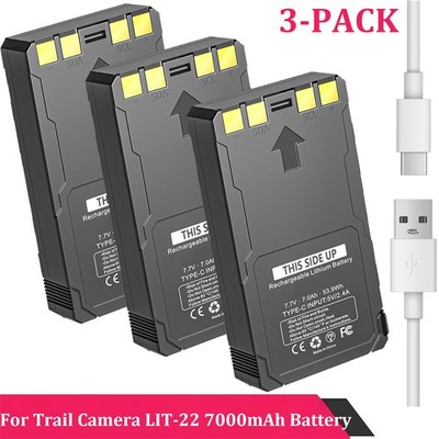 3-Pack LIT-22 7000mAh Battery for SPYPOINT Flex-M Flex-Plus Flex-S Trail Camera
