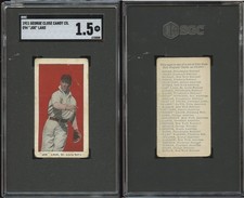 1911 E94 George Close Candy Joe Lake ~ red background ~ SGC 1.5 sharp