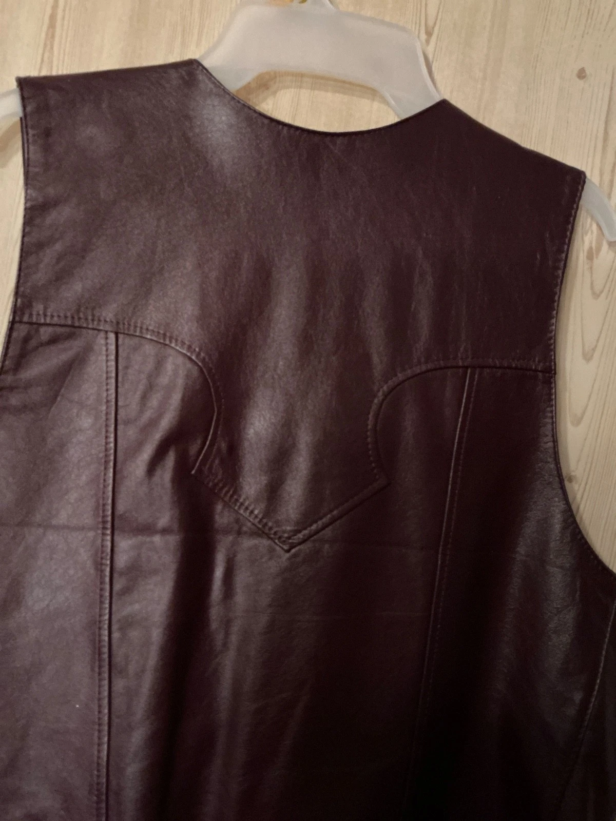 Vintage Creaciones GLR Burgandy Leather Vest Size 40 Leon Cowboy Rancher Mexico - product detail image 3