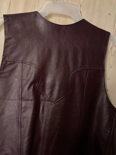 Vintage Creaciones GLR Burgandy Leather Vest  Size 40 Leon Cowboy Rancher Mexico image 3