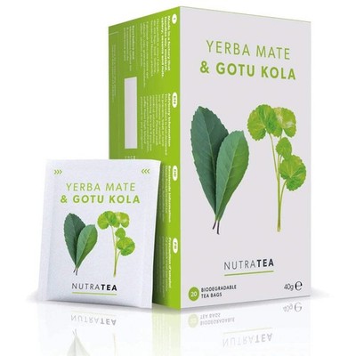 NutraTea Yerba Mate & Gotu Kola Kräutertee | 20 biologisch abbaubare Beutel | 40g