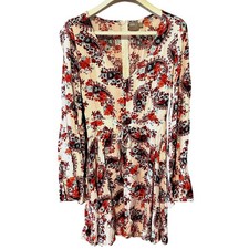 ASOS Tall Boho Floral Mini Dress Size 6 Tall Bell Sleeves - Festival Fairycore