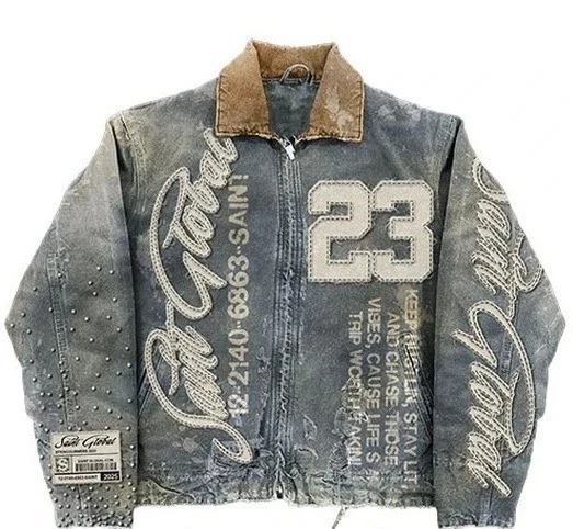 Streetwear Washed Denim Jacket Y2K Men Women Hip Hop Oversized