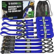 RHINO USA Ratchet Tie down Straps (4PK) - 1,823Lb Guaranteed Max Break Strength,
