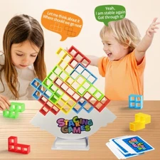 64Pcs Tetra Tower Game, Stack Attack Family Board for 2 Players Family Games,...