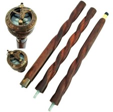Nautical Compass Head handle Wooden Walking Stick Handmade Walking Cane Stick