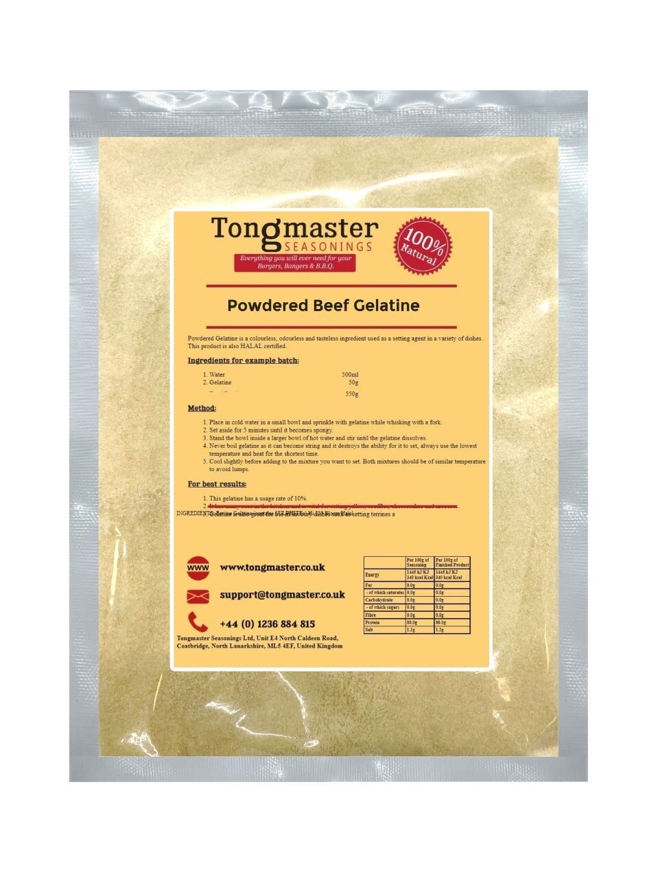 Powdered Beef Gelatine (250 Bloom) - 1kg