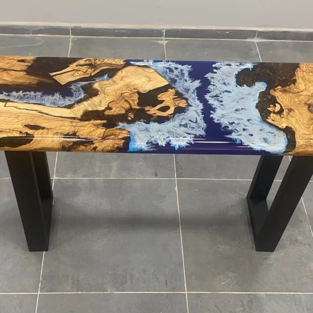 Customize Home Office Work Desk Solid Acacia Wood Table Epoxy 48