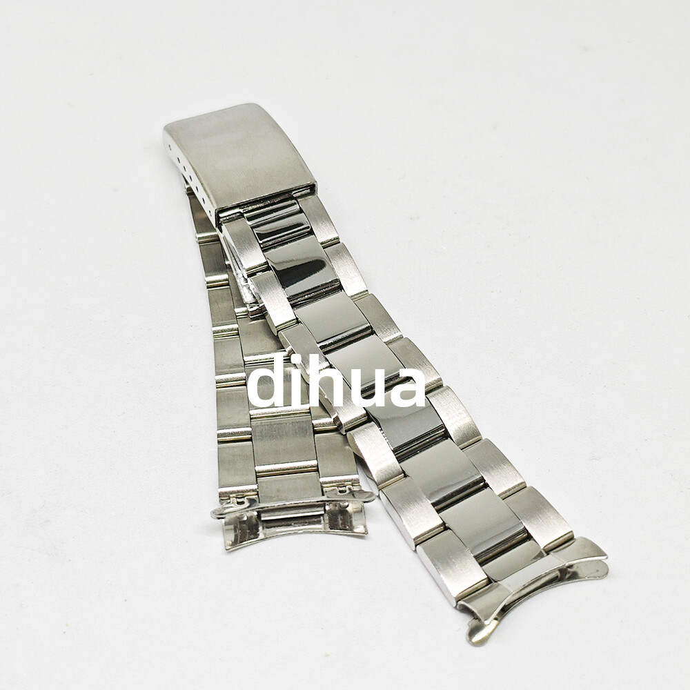 Pulsera de metal con eslabones de tornillo de 20 mm de extremo curvo correa de reloj Oyster de acero inoxidable