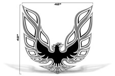 42 X 42 Firebird Hood Graphic Decal Sticker For Pontiac Trans Am Grey Black