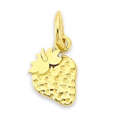 Solid 10k/14k Gold Strawberry Charm - Summertime Cute Jewelry Gifts