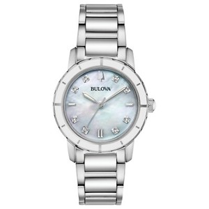 Bulova Women's Diamond Accent Markers Silver-Tone Quartz 27mm Watch 96P194 - Click1Get2 Deals&set=par&price_min=200&sale=mega Discount&set=par&discount=60 Or More&sale=mega Discount