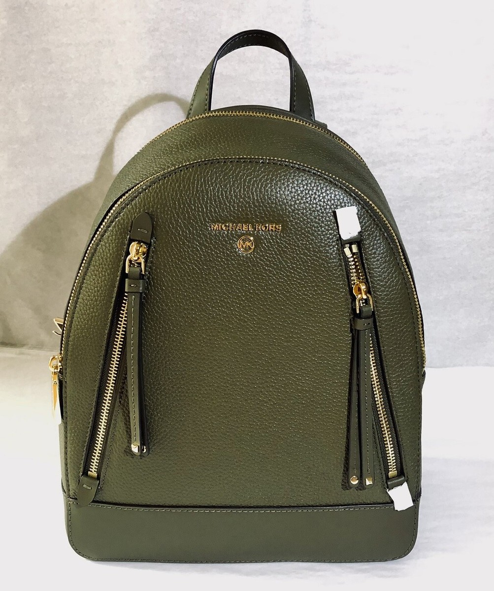 Michael Kors Brooklyn Pebbled Leather Medium Backpack, Olive  display picture 1