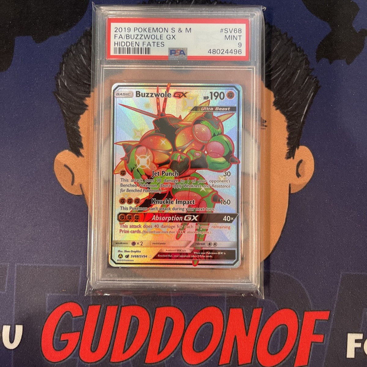 PSA 9 MINT 2019 Pokemon Hidden Fates BUZZWOLE GX SV68 Full Art
