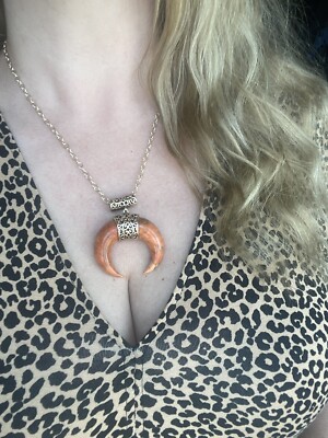 Barse Bronze Sponge Coral Crescent Lucky Amulet Pendant