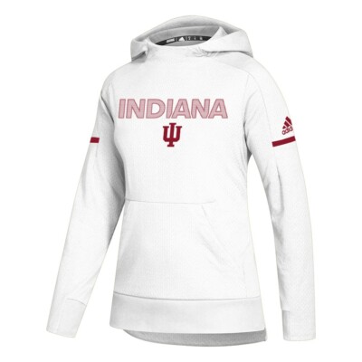 Indiana Hoosiers NCAA Adidas Women's 2018 Sideline White Squad Pullover Hood