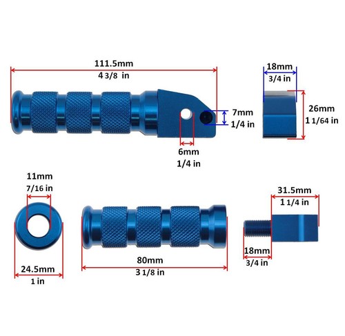 Rider Passenger Blue For Honda CBR 04-19 Front Rear Sport Foot Peg Set Stand - Picture 3 of 3