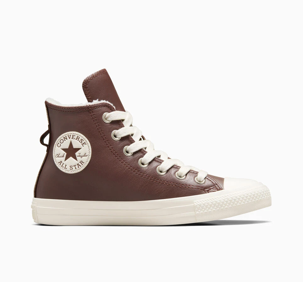 Converse, Shoes, Brown Leather Converse High Top With Fur Inside