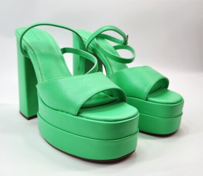 ASOS Design Womens Neon Green Nix Platform Block Heeled Sandals Size 10 