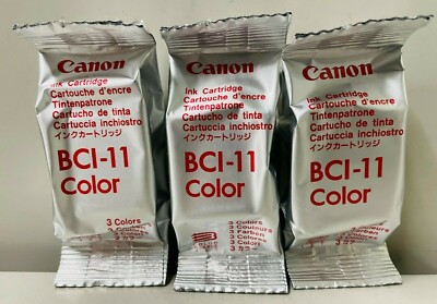 New Genuine Canon BCI-11 Color 3PK Ink Cartridges, BJC-50 Color Ptr, BAG