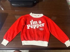 Vintage Dr Pepper I'm A Pepper White Red Sweater Soda Pop Pilgrim - Kids M (5/6)