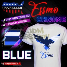 Chrome Blue Heat Transfer Vinyl Laser HTV T-Shirt 20" Wide Iron On Heat Press