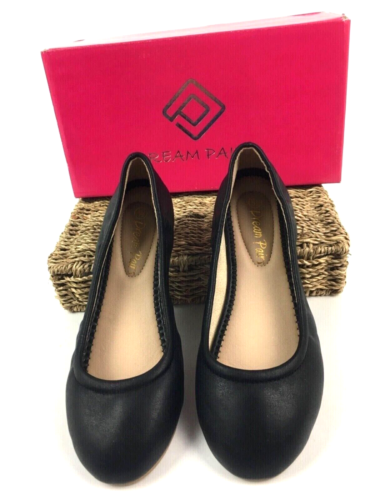 NEW Dream Paris Women’s Ballet Flat Slip-On Shoes Faux Leather Black Sz 5.5
