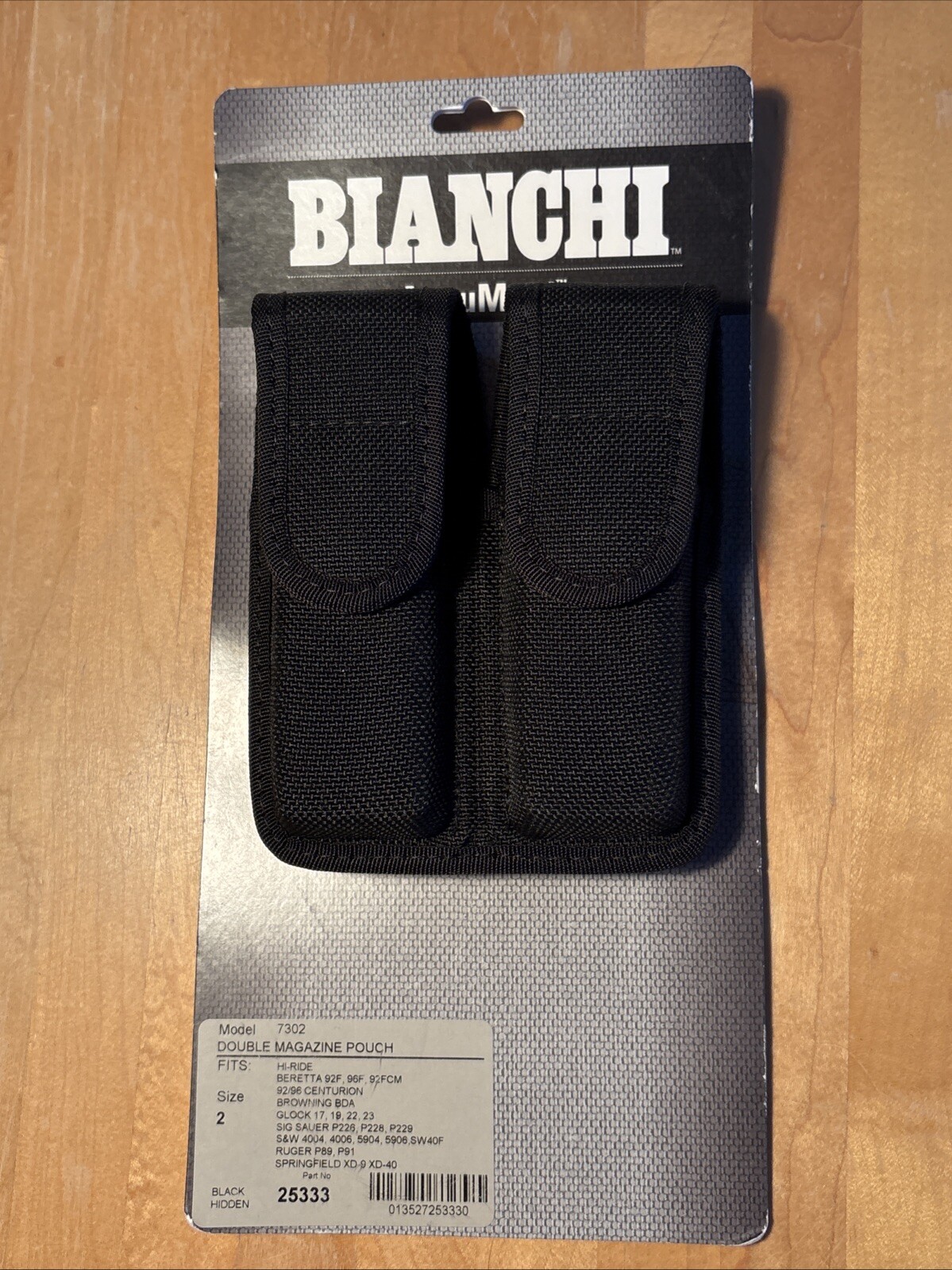 BIANCHI AccuMold DOUBLE MAGAZINE POUCH ~ #7302 ~ BLACK ~ SIZE 2 ~ NEW-image