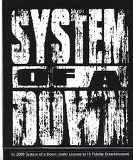 System Of A Down 2000 Original Heavy Metal Black & White Bumper Decal Sticker