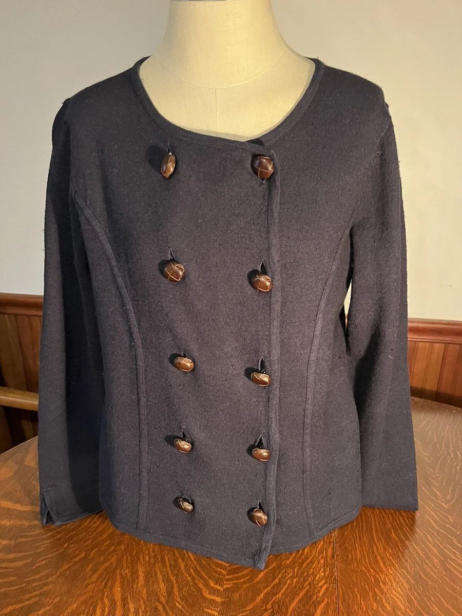 J. Crew Classic Wool Double Breasted Sweater Blazer Navy Blue Size M