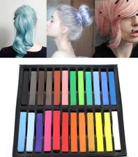 24 Color Square Pastels 12 Count Temporary Hair Color Rainbow Colored Dye Pastel
