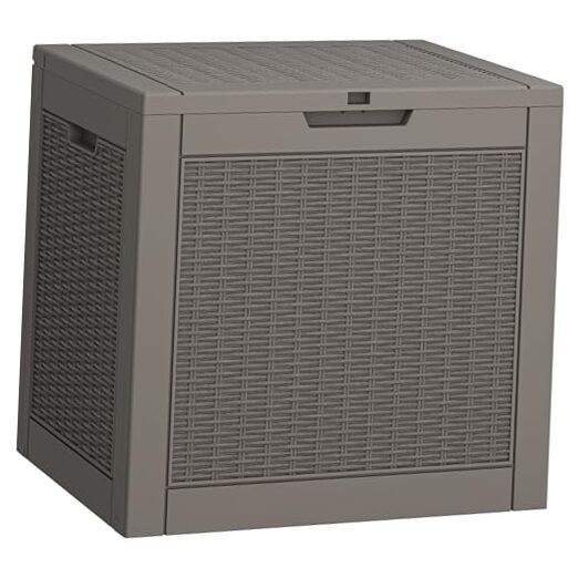 Deck Box, Resin Outdoor Storage Box, Waterproof and UV Resistant 31 Gallon Grey