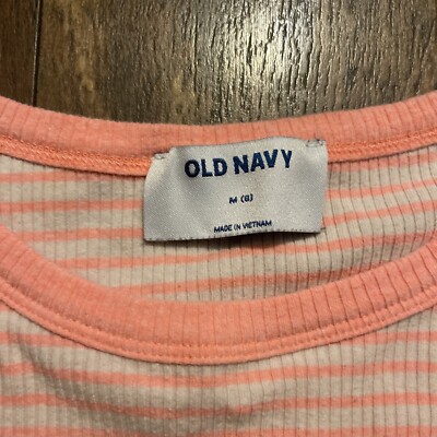 old navy pink and white striped dress New Sz L 10, 12 Old Navy Pink and Gray Striped Dress