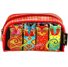 ✤ New LAUREL BURCH Cosmetic Bag FLORAL CAT Foiled Makeup Case Travel Pouch Case