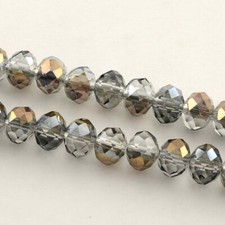20 Rondelle Beads Glass Crystal Faceted 8x6mm Jewelry Supplies Grey Gold